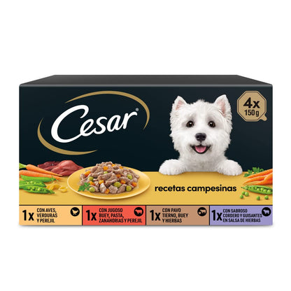 Cesar comida húmeda. Tarrinas de 150g, variedad de sabores.